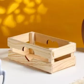 Кашпо деревянное 24.513.59 см "Двушка Лайт" реечное, сердце, натуральный Дарим Красиво