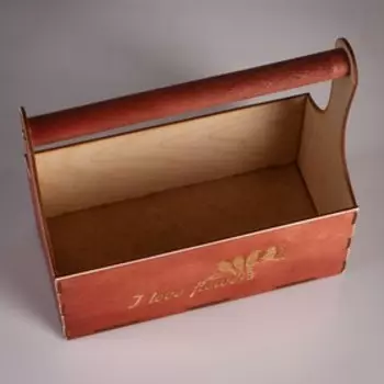 Кашпо деревянное 24×12×22 см Мэлони Дэмур "I love flowers, птицы", красное Дарим Красиво