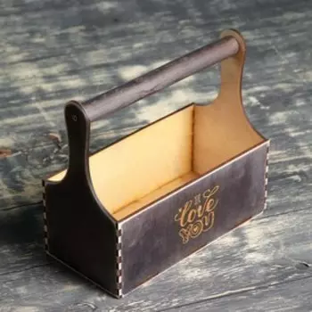 Кашпо деревянное 24×12×22 см Мэлони Дэмур "I love you", с ручкой, венге Дарим Красиво