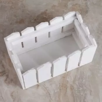 Кашпо деревянное 24×12×9 см "Заборчик", белый
