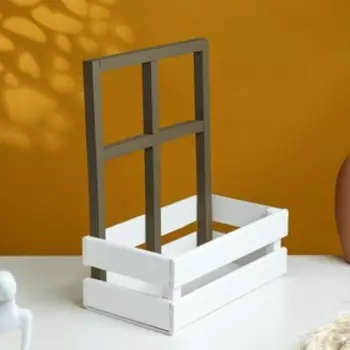 Кашпо деревянное 241430 см "Оконная клумба", с ручкой, белый коричневый Дарим Красиво