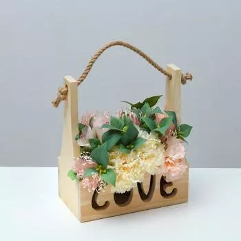 Кашпо деревянное 251429(11) см "Love", ручка канат