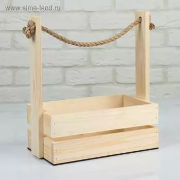 Кашпо для цветов «Аром», 301528 см, деревянное, ручка - канат