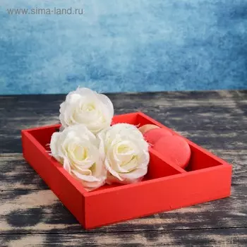 Кашпо деревянное 25.5×20×4.5 см "Макарунас", красный Дарим Красиво