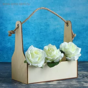 Кашпо деревянное 26×14×25 см Стелла Мид, ручка верёвка, натуральный Дарим Красиво