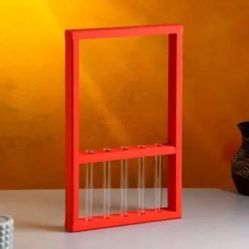 Кашпо деревянное 284.540 см с 5 колбами "Рамка Экстра", красный Дарим Красиво