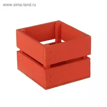 Кашпо деревянное, двухреечное, гранатовый, 11 х 10 х 9 см