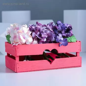 Кашпо деревянное, двухреечное "Сердце", красный, 24,5 х 11,5 х 9 см