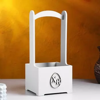 Кашпо деревянное "ХВ", 14х14х30 см, облачно-серый