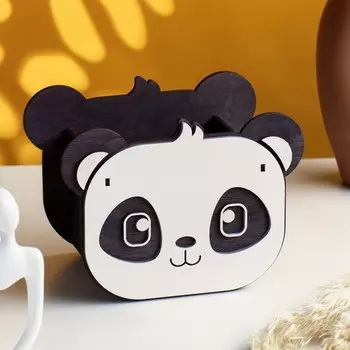 Кашпо деревянное "Панда" 16,5х10,5х12,5 см черный/белый