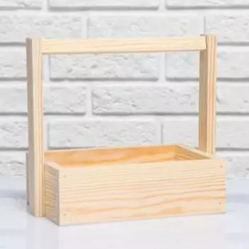 Кашпо деревянное, с ручкой, МАССИВ, натуральное