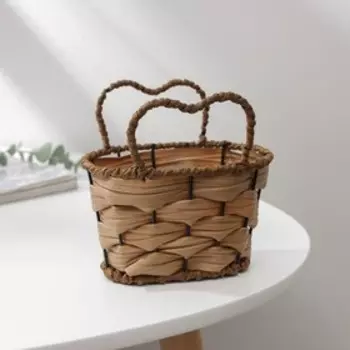 Кашпо для цветов плетёное с ручками Доляна «Сердце», 13.51012.5 см, светло-коричневое