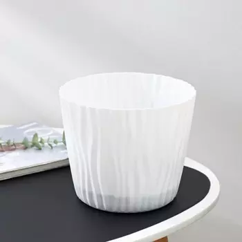 Кашпо для цветов со вставкой «Волна», 4 л, d=20 см, h=17 см, белый