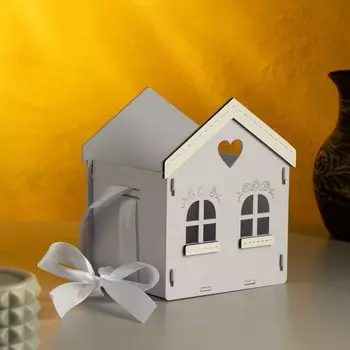 Кашпо "Домик", 13х12х15,5 см, дуб, сиреневый