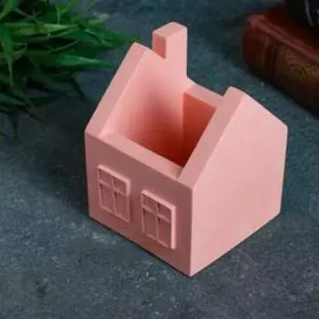 Кашпо домик, розовое, 7 х 8 см