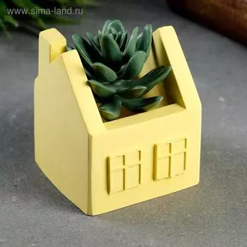 Кашпо Домик желтое, 8 х 7 см