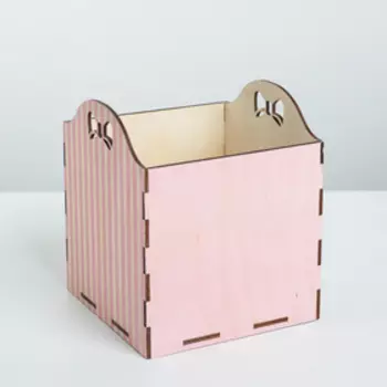 Кашпо флористическое «Полоски», розовый, 15 × 15 × 16.8 см