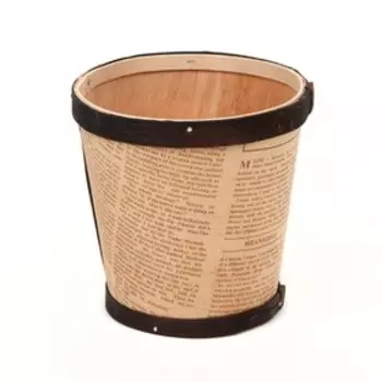 Кашпо «Газета» из шпона, с коричневой каймой, 12 x 11.5 см, бежевый