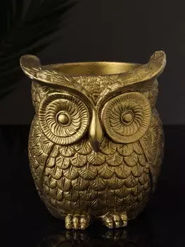 Кашпо гипс «Совушка», 111010 см, латунь