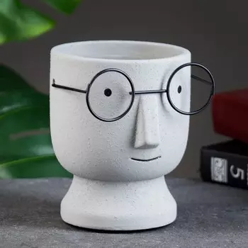 Фигурное кашпо для цветов «Горшок, который выжил», 121010 см, керамика, серое