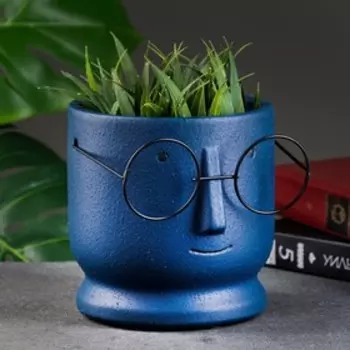 Кашпо "Горшок который выжил" 14х14х13см, синее