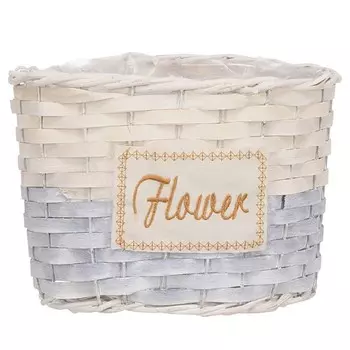 Кашпо из щепы, 21.5х15.5х16 см, натуральный с голубым