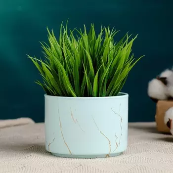 Кашпо "Эко мрамор" голубое, 9х7см