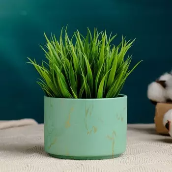 Горшок "Эко мрамор" зеленое, 10х7см