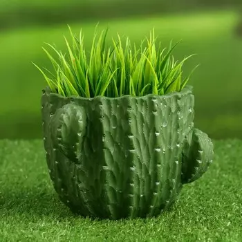 Фигурное кашпо для цветов «Кактус», 500 мл, керамика, зелёное