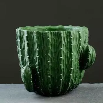 Фигурное кашпо для цветов «Кактус», 1 л, 131614 см, керамика, зелёное