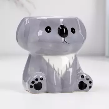 Фигурное кашпо для цветов «Коала Полина», 779 см, керамика, серое