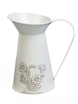 Фигурное кашпо для цветов «Кувшин ромашки», 121620 см, металл, белое