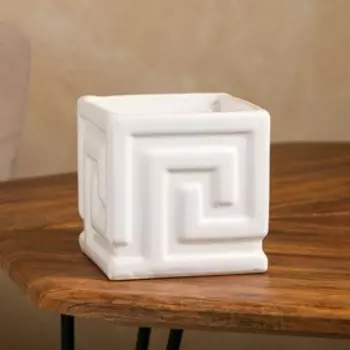 Кашпо "Лабиринт", белое, керамика, 0.9 л, 1 сорт, Иран