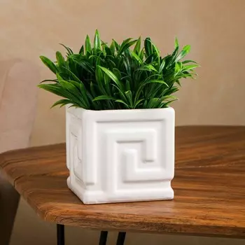 Кашпо "Лабиринт", белое, керамика, 0.9 л, 1 сорт, Иран