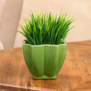 Кашпо "Лаванда", зеленое, керамика, 10 см. 0.6 л. без поддона