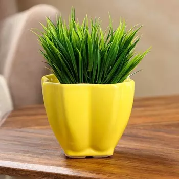 Кашпо "Лаванда", желтое, керамика, 0.6 л, 1 сорт, Иран