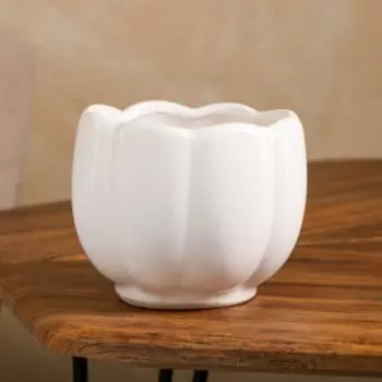 Кашпо "Лотос", белое, керамика, 1.2 л, 1 сорт, Иран