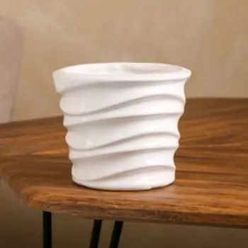 Кашпо "Люция", белое, керамика, 1 л, 1 сорт, Иран