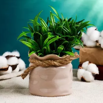 Фигурное кашпо для цветов «Мешочек», 400 мл, 10109.5 см, керамика, бежевое