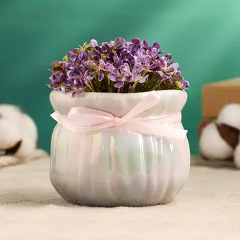 Кашпо "Мешочек Мартин" круглый, 9х9х7см, белый