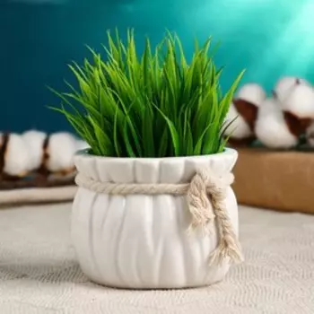 Фигурное кашпо для цветов «Мешочек Мартин», 1 л, d=9 см, h=7 см, керамика, белое