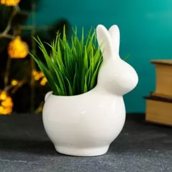 Кашпо "Мими Зайка" белый, 11х13см