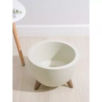 Кашпо для цветов на ножках «Флориан», 12 л (11 л), d=35 см, h=25.5 см, со вставкой, белый ротанг