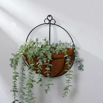 Кашпо настенное, d=25 см, с кокосовым вкладышем, «Полусфера», Greengo