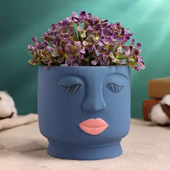 Фигурное кашпо для цветов «Олстад она», 9.59.59 см, керамика, синее