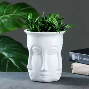 Декоративное кашпо для цветов «Аделия», 1 л, d=13 см, h=16 см, керамика, белое