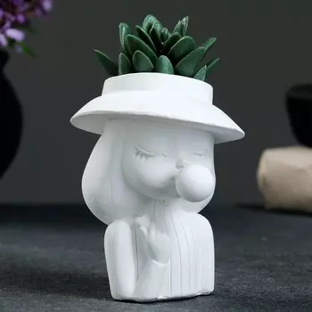 Кашпо - органайзер "Девочка с жвачкой" белая 9х11х9см