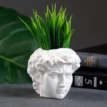 Фигурное кашпо для цветов «Голова Давида», 80 мл, 999 см, гипс, белое