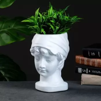 Кашпо - органайзер "Голова девушки" белое, 21х18см