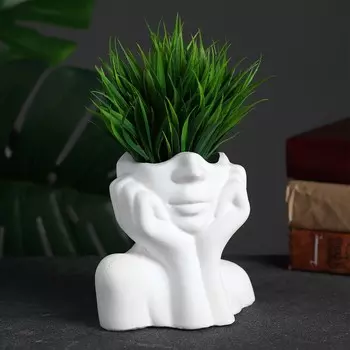 Фигурное кашпо для цветов «Майя», 90 мл, 13.59 см, гипс, белое